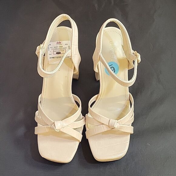 BRAND NEW OLIVIA MILLER HIGH BLOCK HEEL OPEN TOE ADJUSTABLE BUCKLE SANDAL - Picture 3 of 15